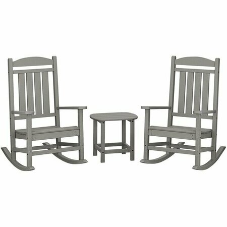 POLYWOOD Presidential Slate Grey Patio Set with South Beach Side Table and 2 Rocking Chairs 633PWS1661GY